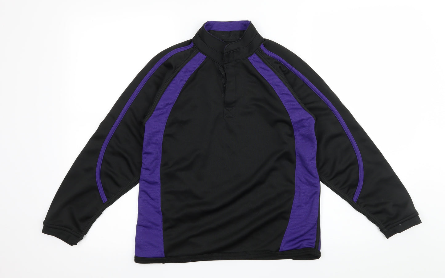 AKOA Womens Black Striped Jersey Pullover Sweatshirt Size XS