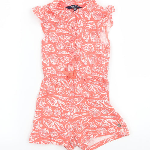 Maine Girls Orange Geometric Jersey Playsuit One-Piece Size 2-3 Years  - Shells