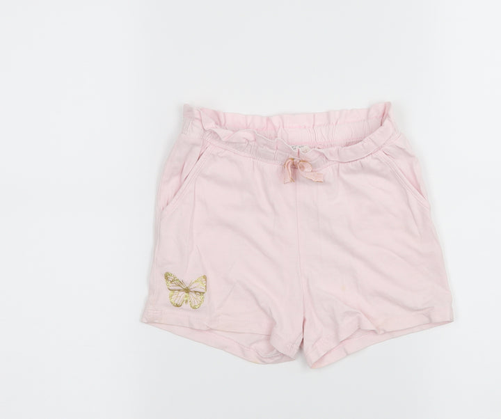 H&M Girls Pink  Jersey Paperbag Shorts Size 5-6 Years - Butterfly