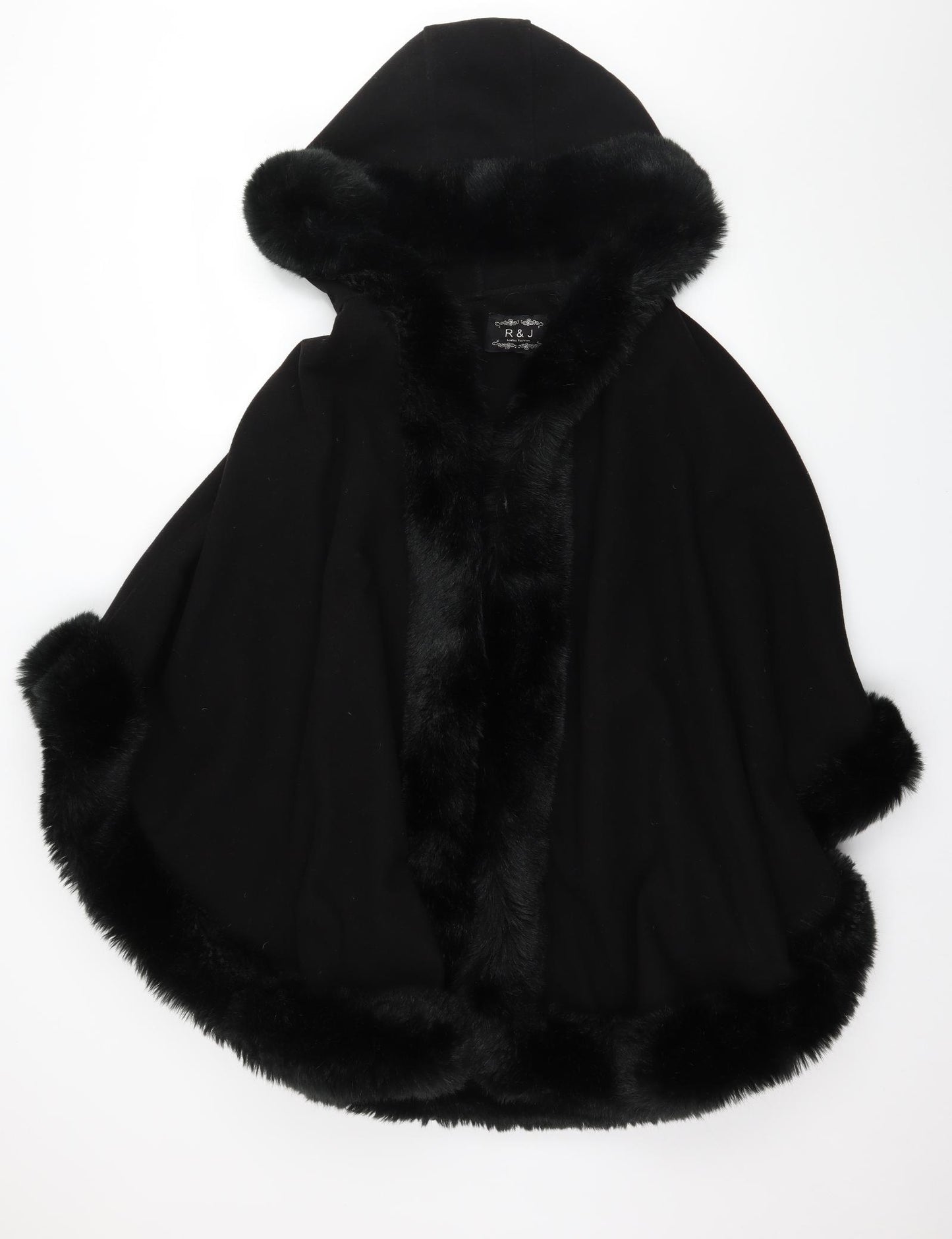 R&J Womens Black  Fleece Jacket  One Size  - cape