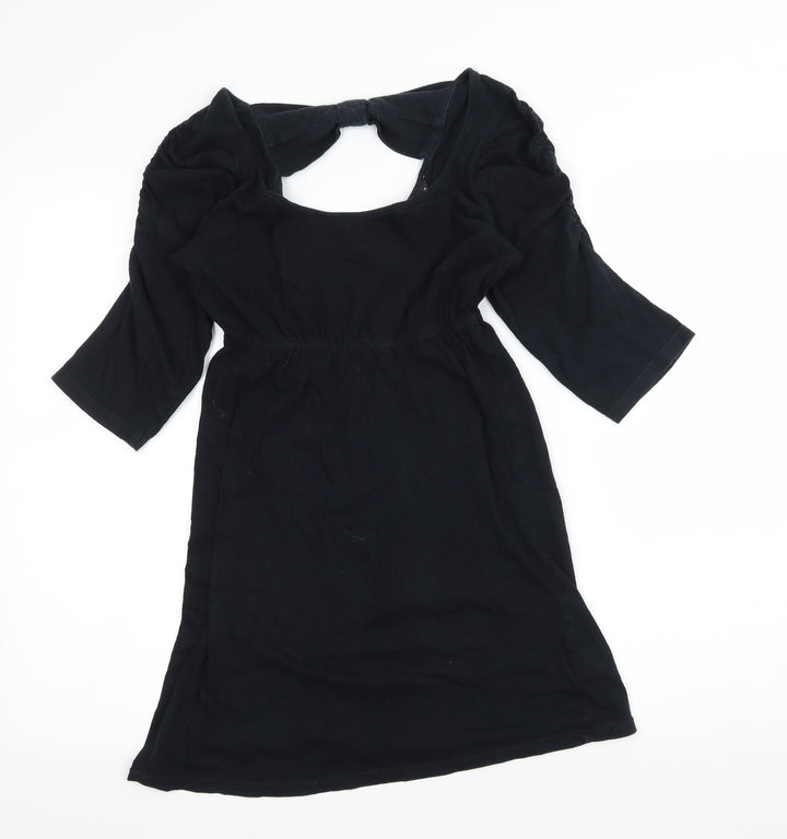 Dorothy Perkins Womens Black  Jersey Basic T-Shirt Size 6  - Cut out back