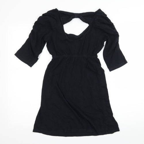 Dorothy Perkins Womens Black  Jersey Basic T-Shirt Size 6  - Cut out back