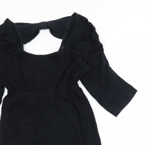 Dorothy Perkins Womens Black  Jersey Basic T-Shirt Size 6  - Cut out back