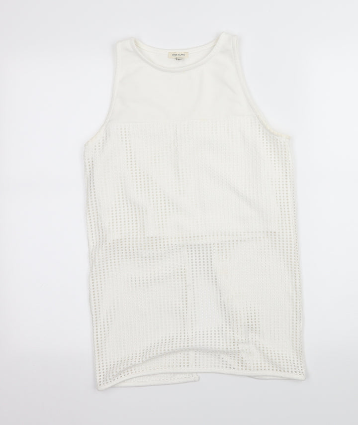 River Island Womens White   Basic Tank Size 10  - Open back