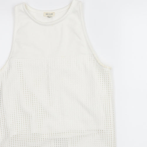 River Island Womens White   Basic Tank Size 10  - Open back