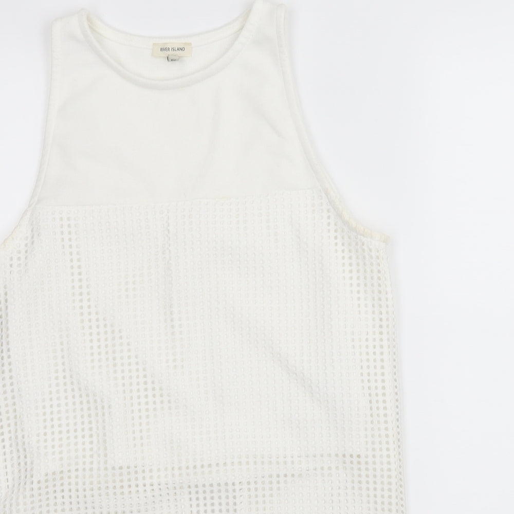 River Island Womens White   Basic Tank Size 10  - Open back