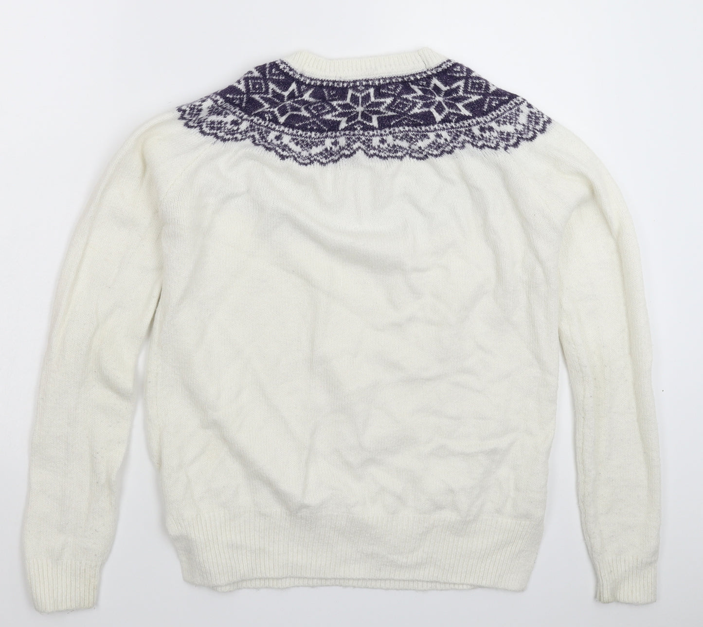 Papaya Womens White Geometric Knit Pullover Jumper Size S