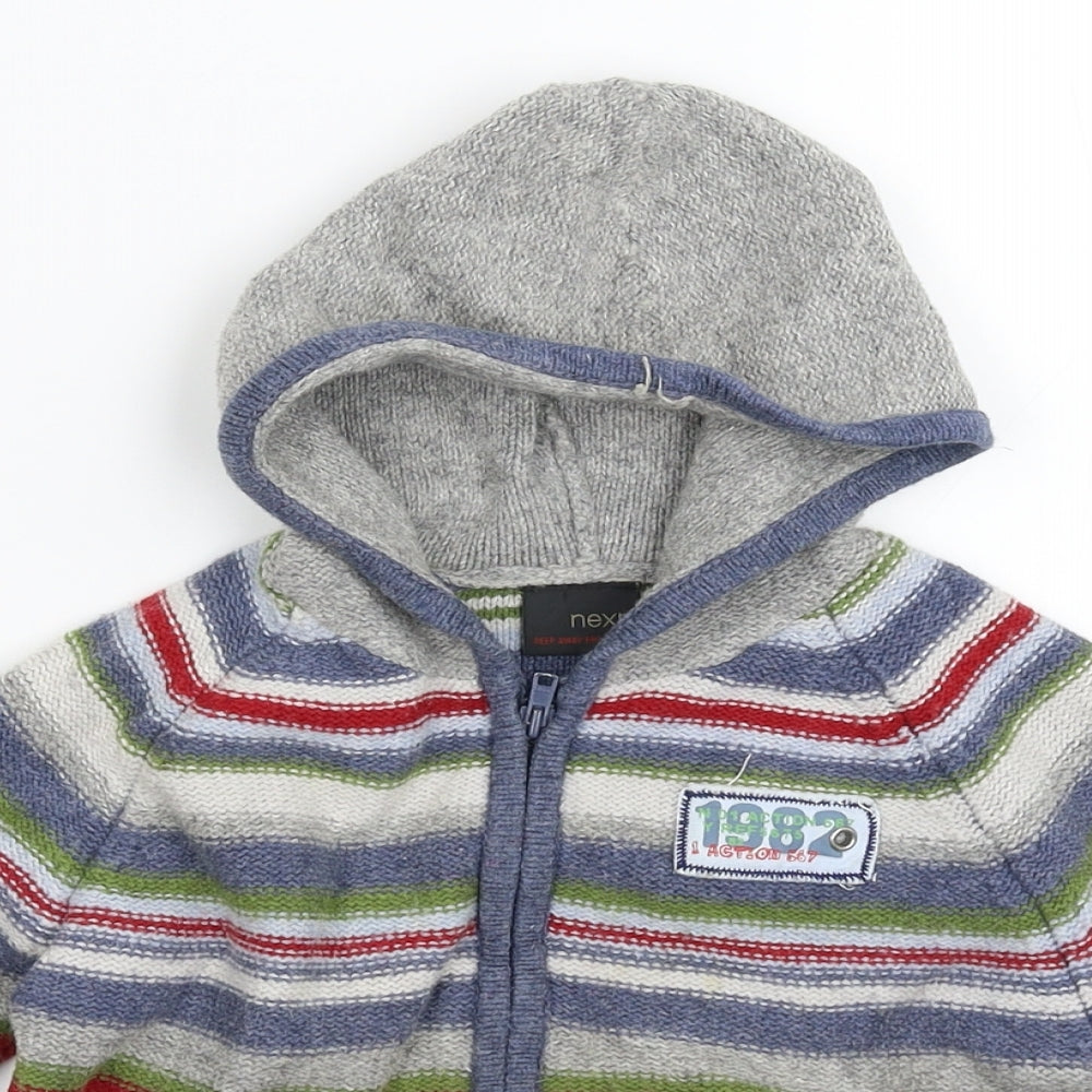 NEXT Boys Multicoloured Striped Knit Cardigan Jumper Size 3-4 Years