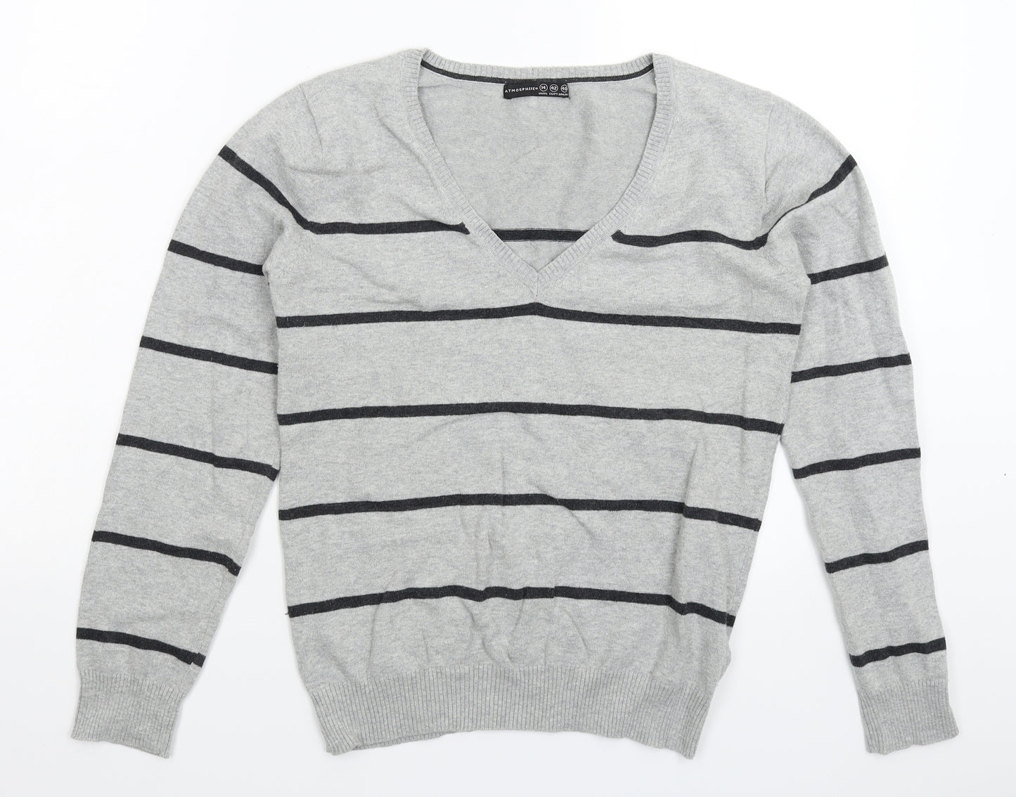 Atmosphere Womens Grey Striped Knit Pullover Jumper Size 14