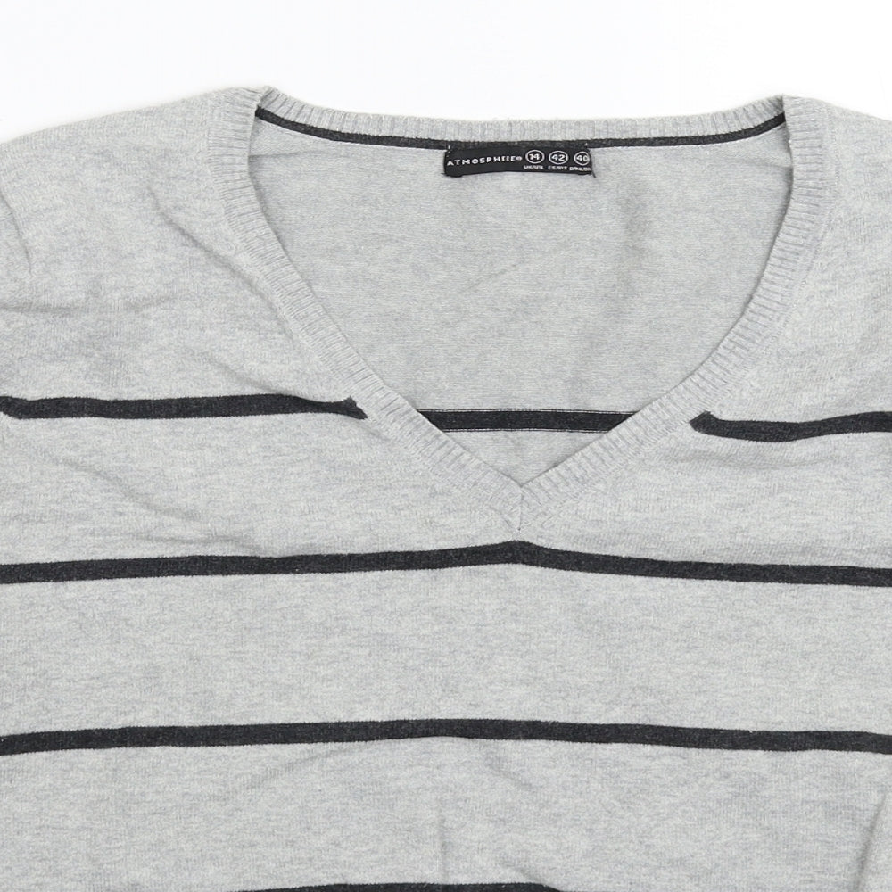 Atmosphere Womens Grey Striped Knit Pullover Jumper Size 14