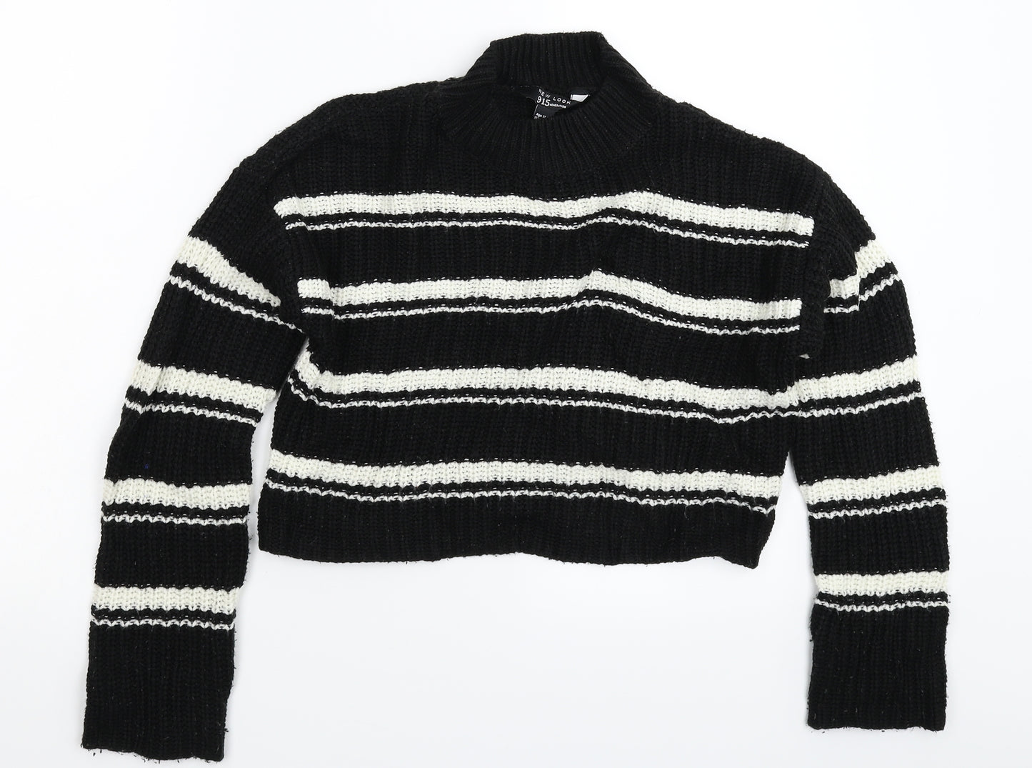 New Look Girls Black Striped Knit Pullover Jumper Size 12-13 Years
