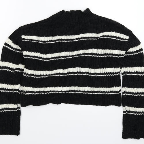 New Look Girls Black Striped Knit Pullover Jumper Size 12-13 Years