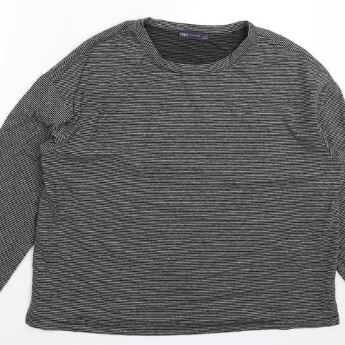 Marks and Spencer Womens Grey Striped  Pullover Jumper Size 16