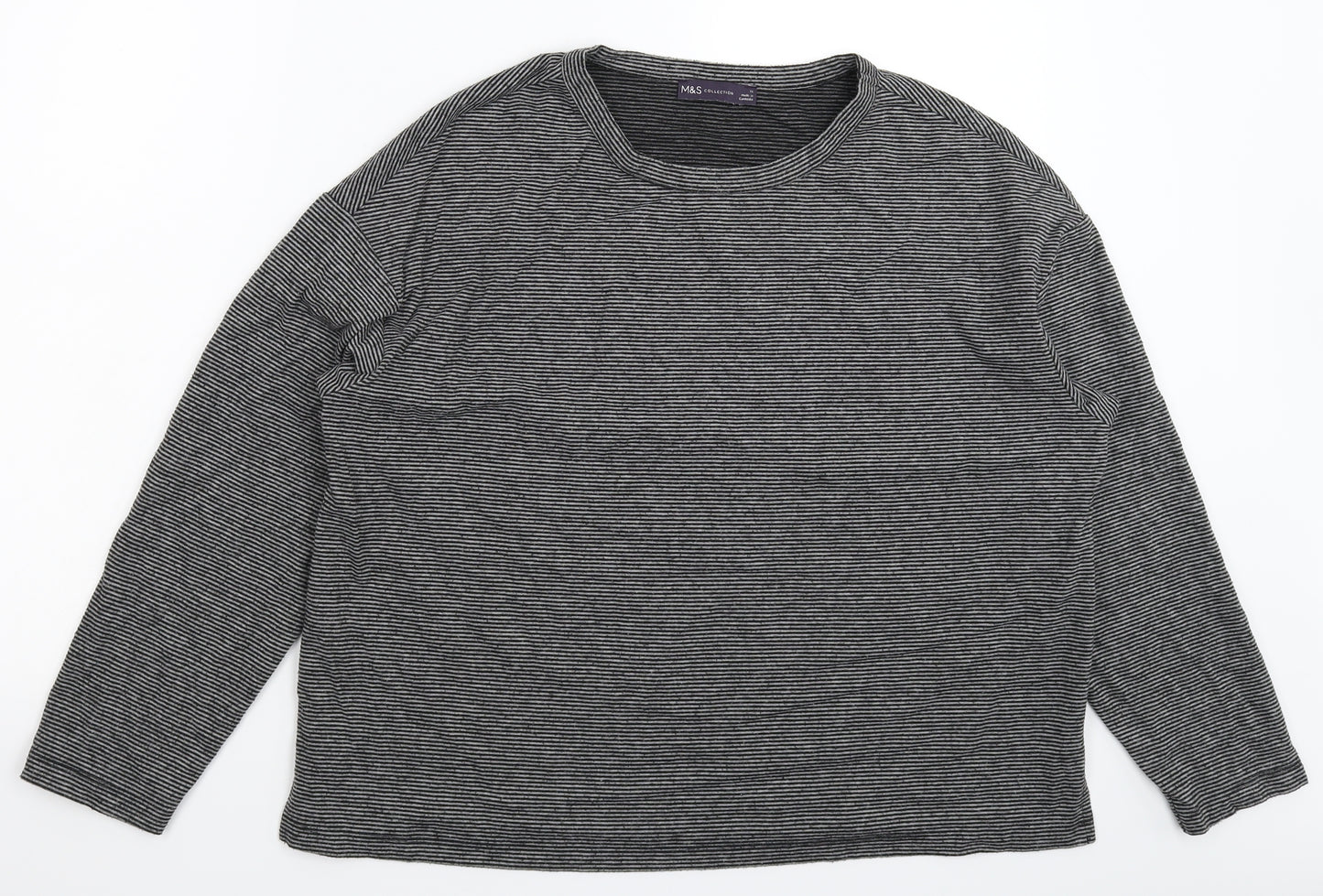 Marks and Spencer Womens Grey Striped  Pullover Jumper Size 16