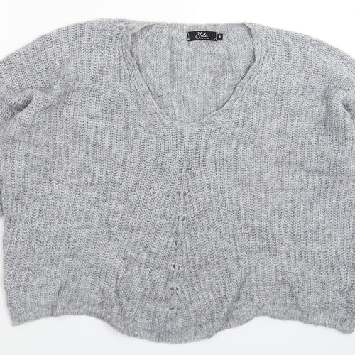 Yida Womens Grey  Knit Pullover Jumper Size M
