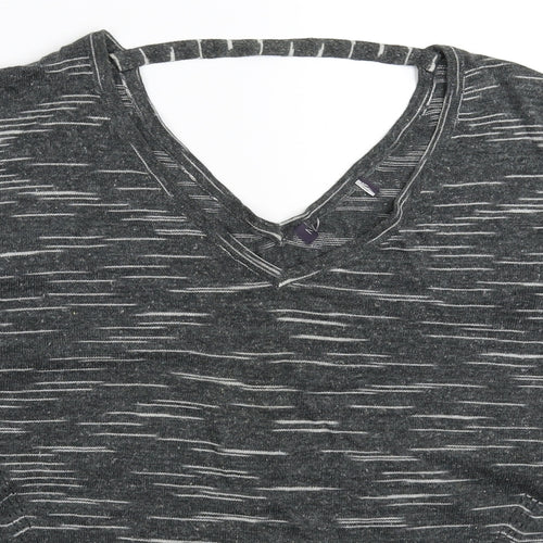Marks and Spencer Womens Grey Striped Knit Pullover Jumper Size M