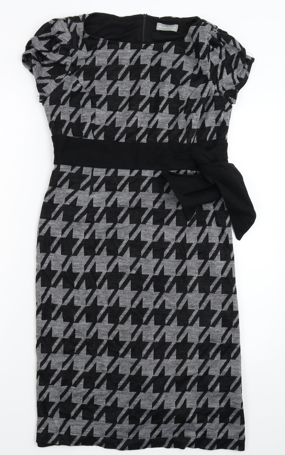 Per Una Womens Multicoloured Houndstooth Knit Jumper Dress  Size 12
