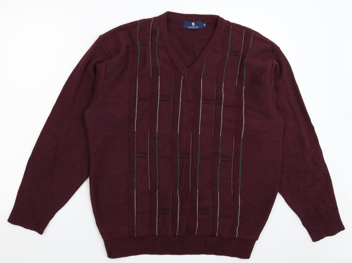 Carson Mens Brown Striped Knit Pullover Jumper Size M