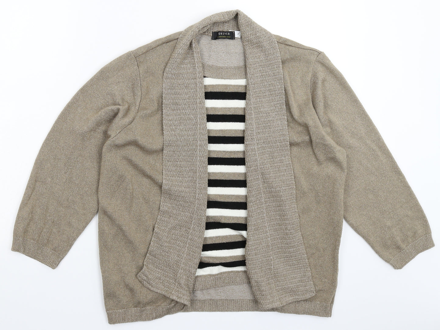 Michael Gold Womens Grey Striped Knit Pullover Jumper Size XL