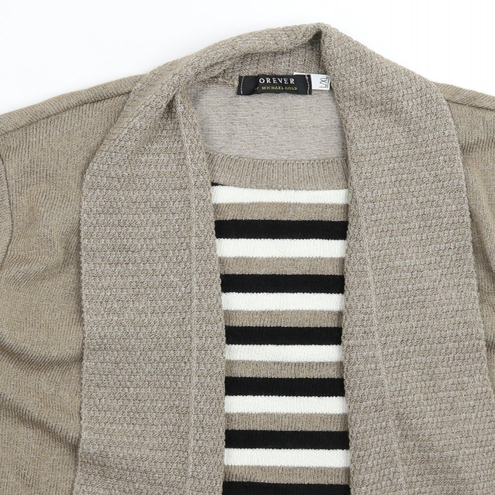 Michael Gold Womens Grey Striped Knit Pullover Jumper Size XL