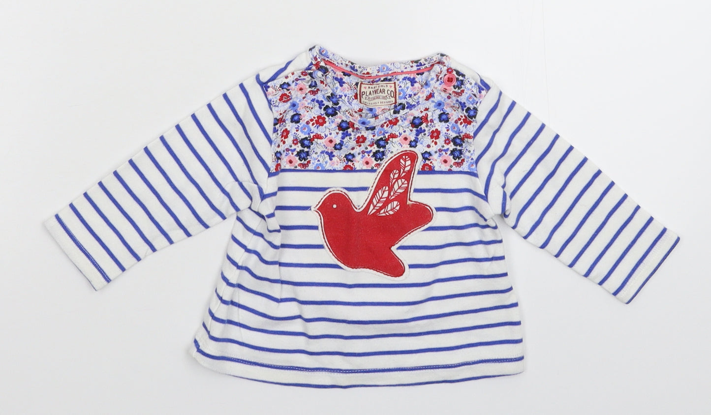 Marks and Spencer Baby White Striped  Basic T-Shirt Size 3-6 Months