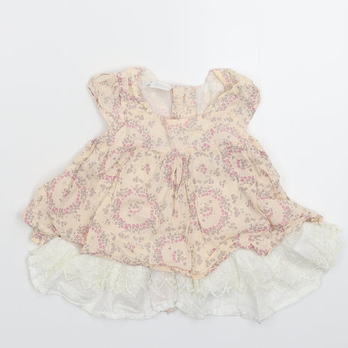 Rockabye-Baby Girls Beige Floral  Shirt Dress  Size 3-6 Months