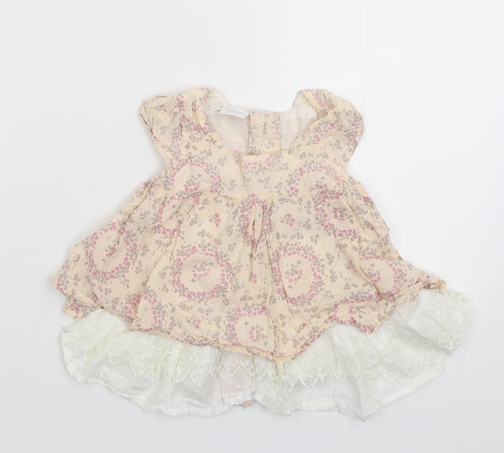 Rockabye-Baby Girls Beige Floral  Shirt Dress  Size 3-6 Months