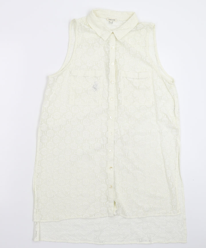 River Island Womens White   Basic Button-Up Size 12  - Oversized