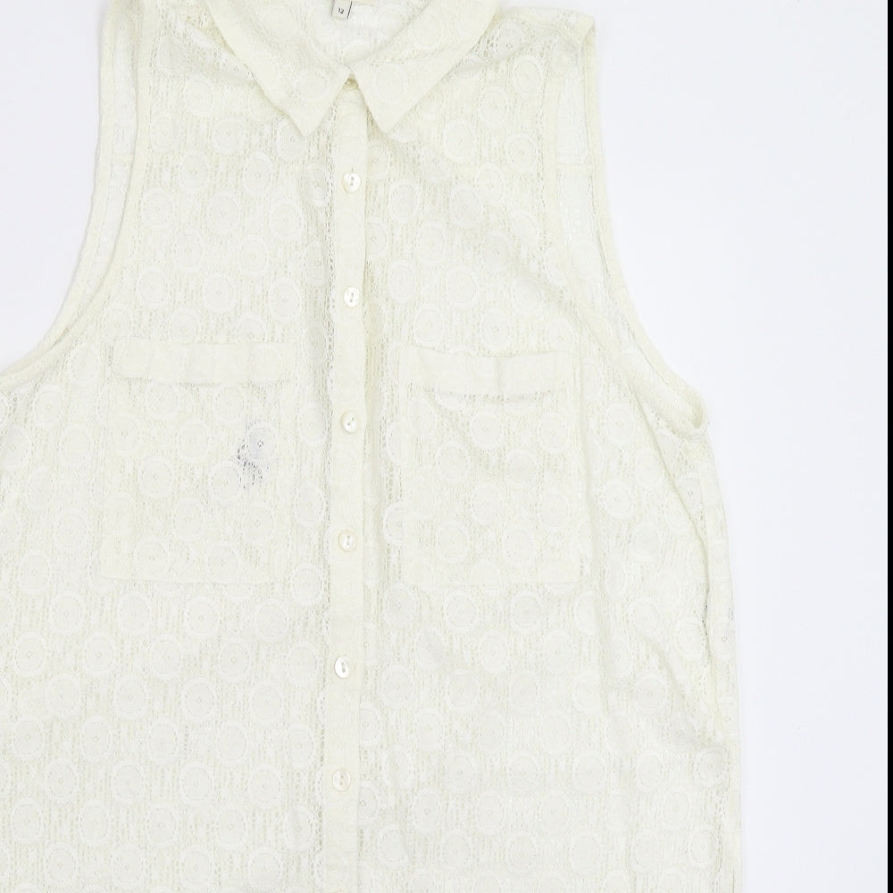 River Island Womens White   Basic Button-Up Size 12  - Oversized