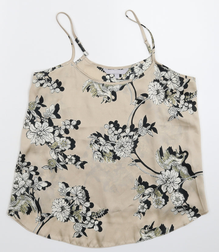 Red Herring Womens Grey Floral Satin Basic Tank Size 12