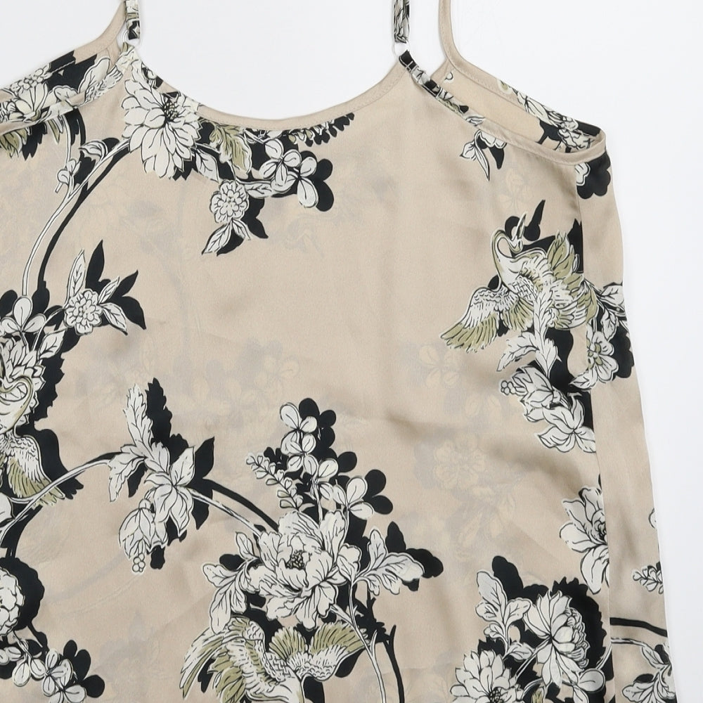 Red Herring Womens Grey Floral Satin Basic Tank Size 12