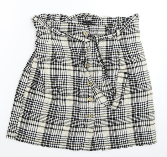 Front view of New Look women’s multicoloured check straight & pencil skirt, size UK 14