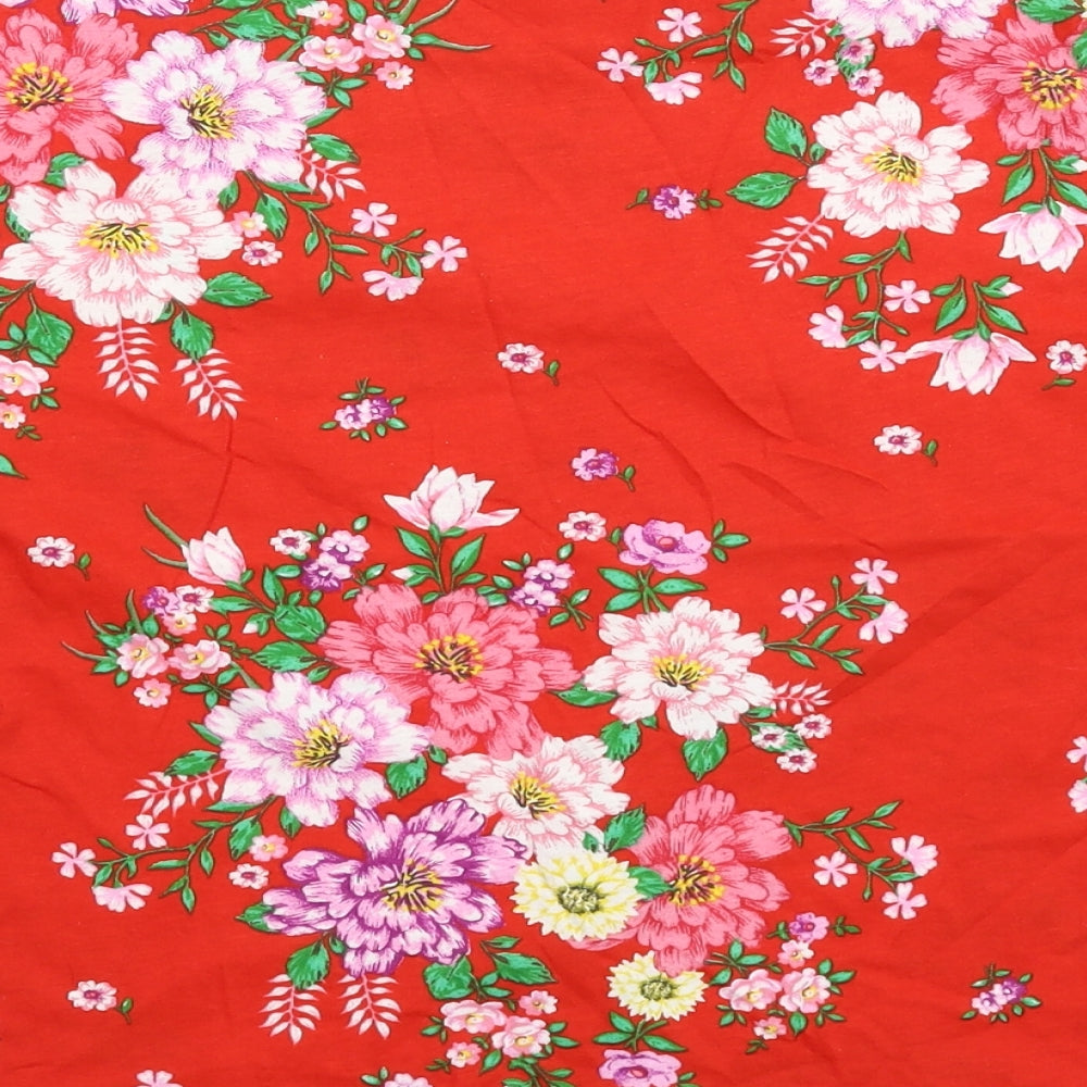 H&M Womens Red Floral  Cropped T-Shirt Size L