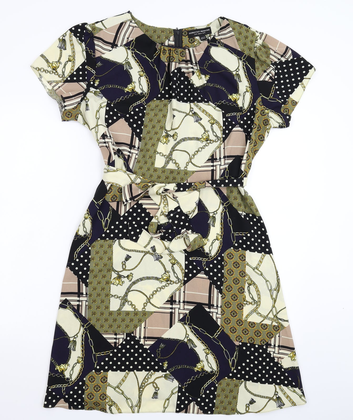 Dorothy Perkins Womens Multicoloured Geometric  Fit & Flare  Size 16