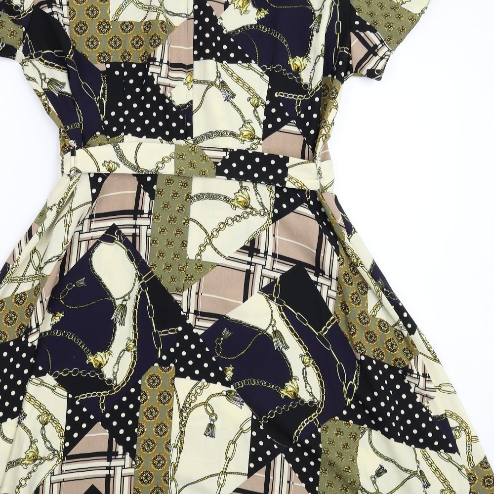 Dorothy Perkins Womens Multicoloured Geometric  Fit & Flare  Size 16
