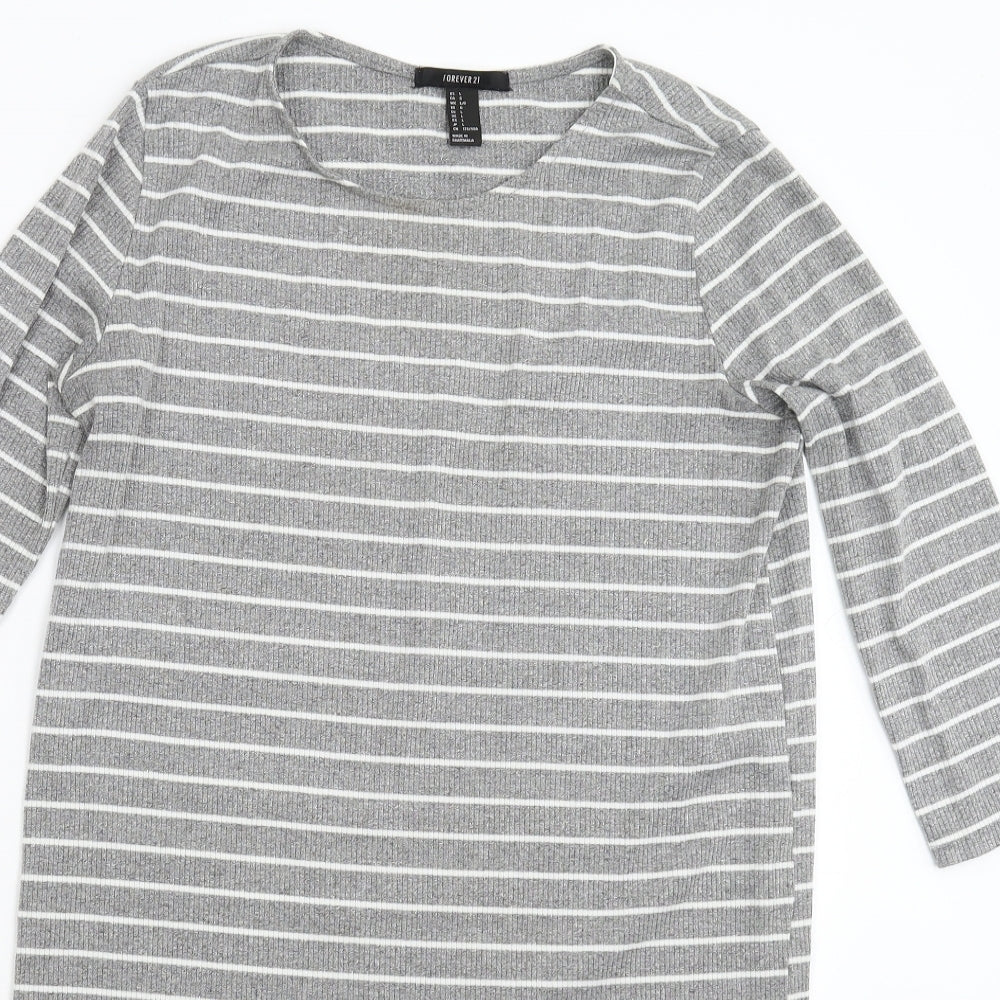 FOREVER 21 Womens Grey Striped  Jumper Dress  Size L