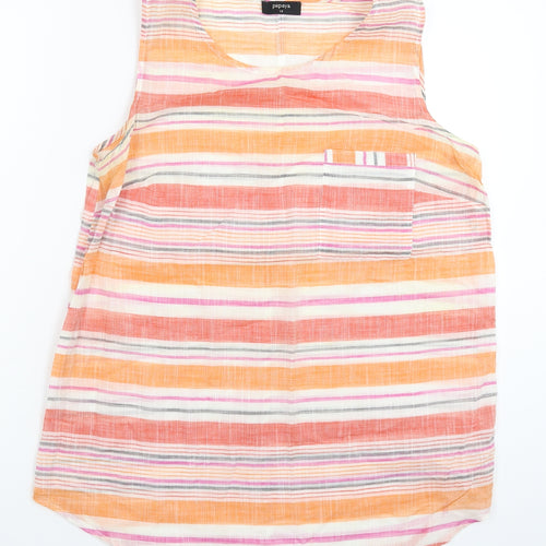 Papaya Womens Multicoloured Striped  Basic Tank Size 14