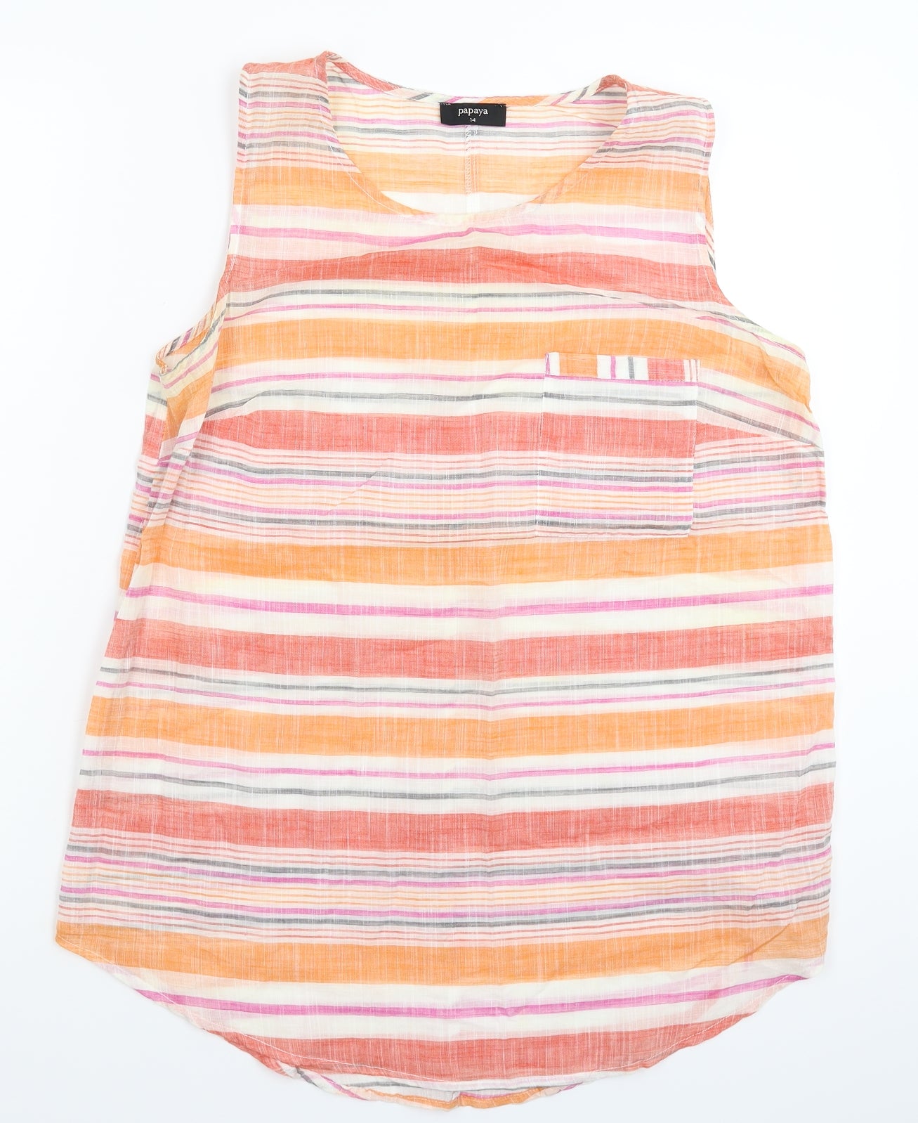 Papaya Womens Multicoloured Striped  Basic Tank Size 14