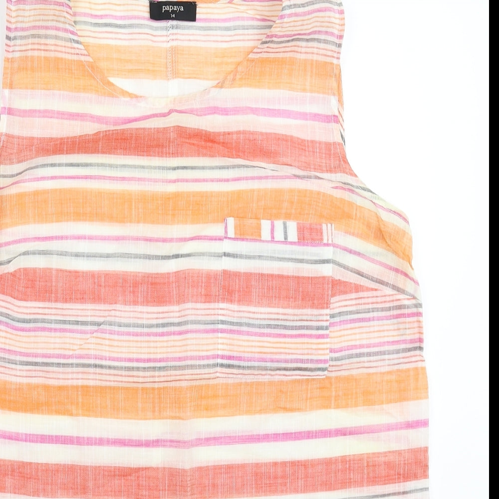 Papaya Womens Multicoloured Striped  Basic Tank Size 14