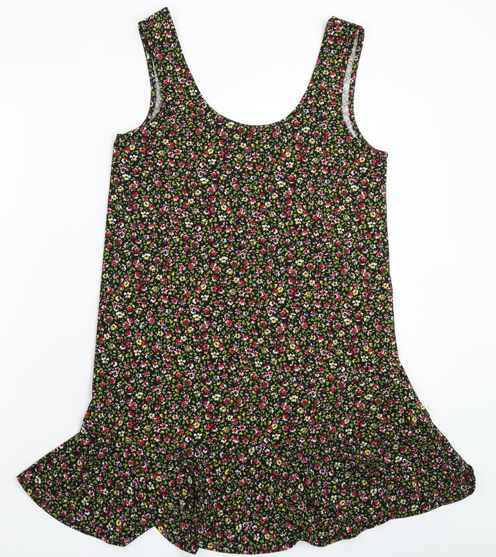 Mango Womens Black Floral Tank Dress Size S