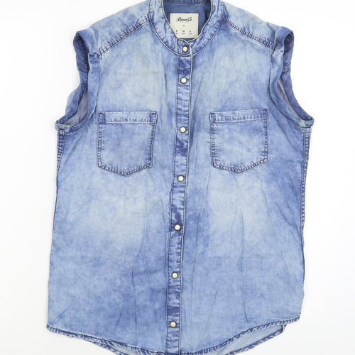 Denim & Co. Womens Blue  Denim Basic Button-Up Size 8