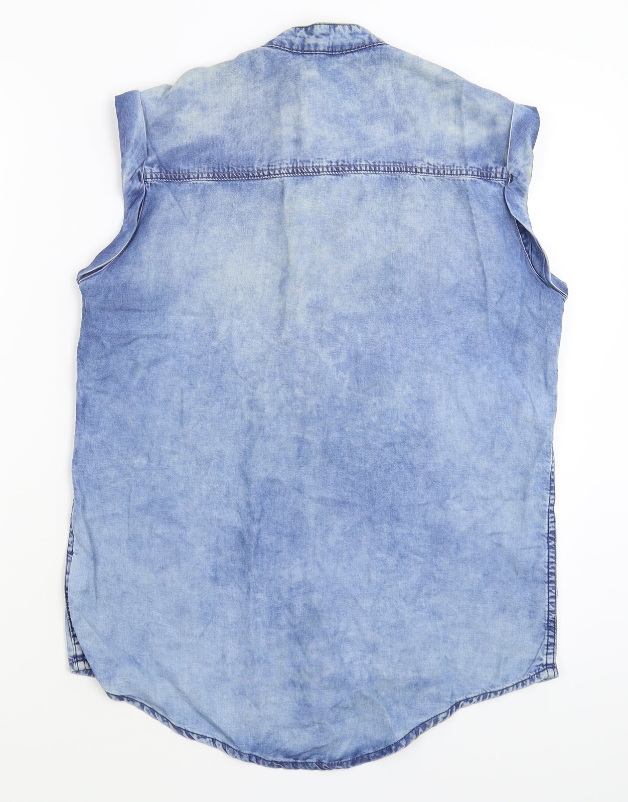 Denim & Co. Womens Blue  Denim Basic Button-Up Size 8