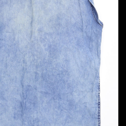 Denim & Co. Womens Blue  Denim Basic Button-Up Size 8