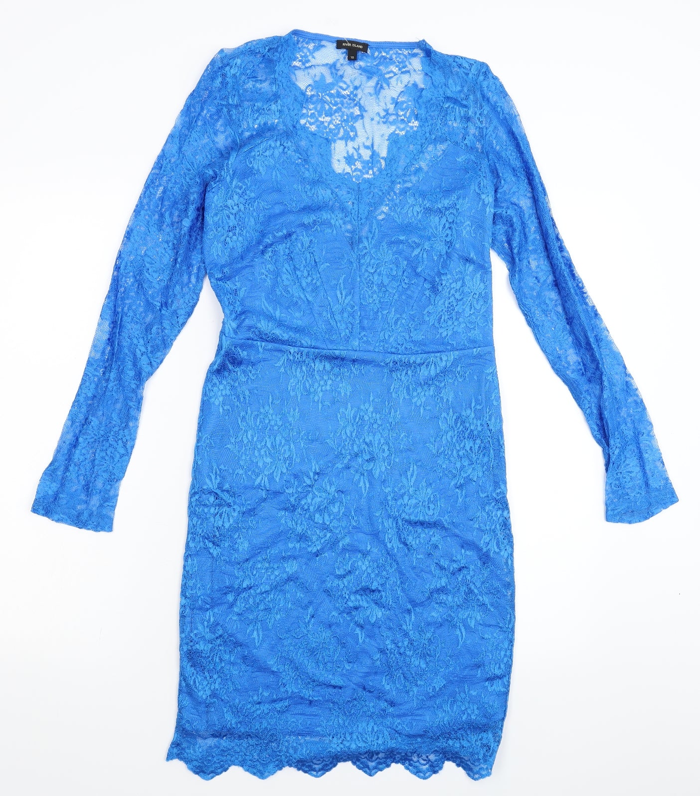 River Island Womens Blue Floral  Bodycon  Size 10