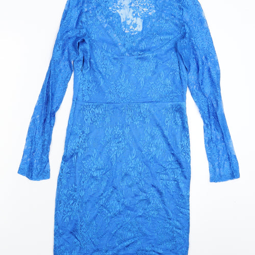 River Island Womens Blue Floral  Bodycon  Size 10