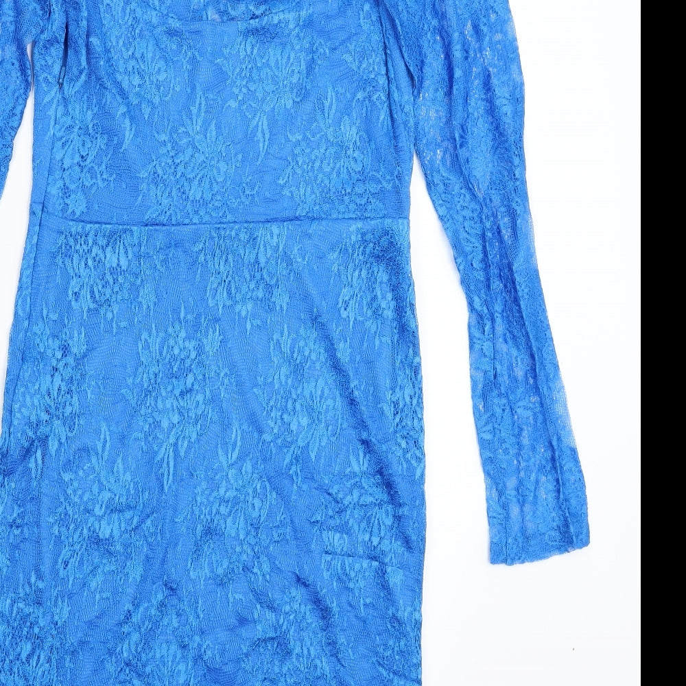River Island Womens Blue Floral  Bodycon  Size 10