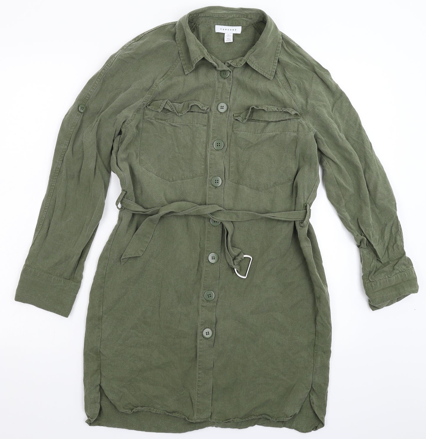 Topshop Womens Green   Shirt Dress  Size 6
