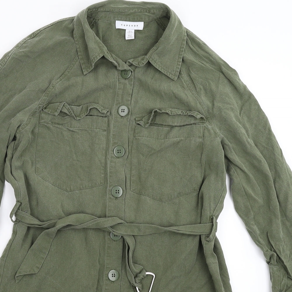 Topshop Womens Green   Shirt Dress  Size 6
