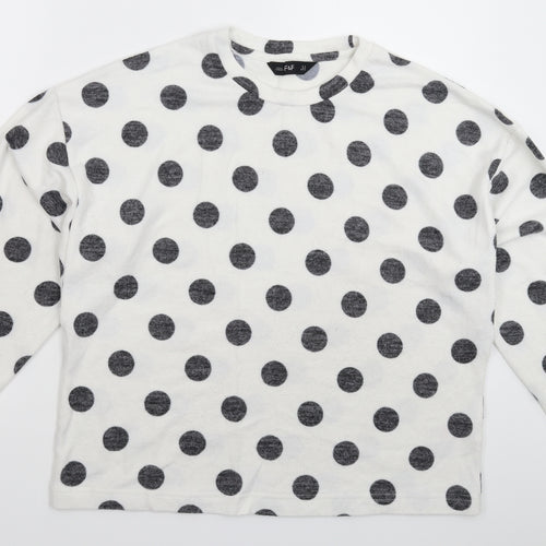 F&F Womens White Polka Dot Knit Pullover Jumper Size 12
