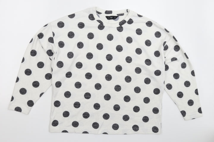 F&F Womens White Polka Dot Knit Pullover Jumper Size 12